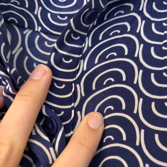 Diane Von Furstenburg Blue White Patterned Sleeveless Knee Length Dress Belt L - Picture 10 of 12